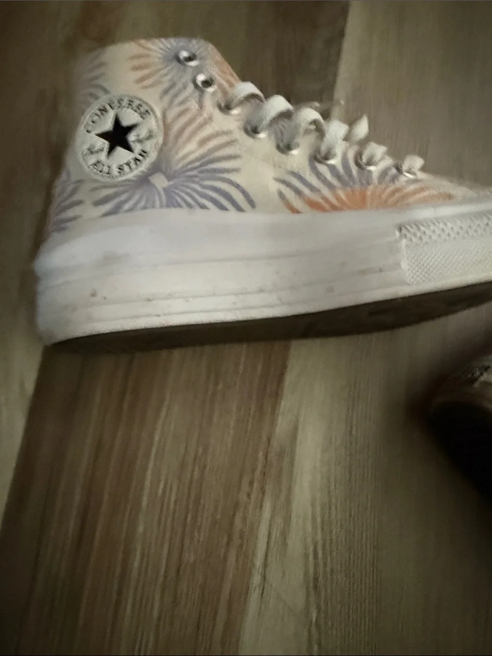 Converse High Top Canvas Sneakers in Lavender and Peach Floral - Picture 4 of 6